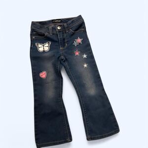 Girls 4T Jordache Blue Jeans adorable! hearts stars and butterflies